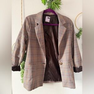 Plaid Blazer with Brown Lining